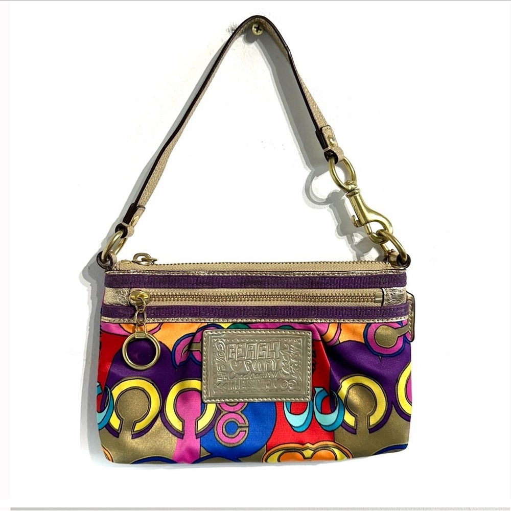 Y2K Coach Poppy mini bag clutch graffiti colorful logo print nylon leather